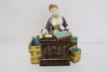 pottery smoking stand by French maker, Sarreguemines