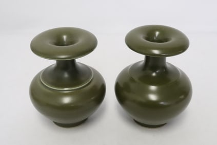 Pair Chinese tea glazed style porcelain vases