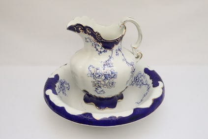 Large pitcher and basin set by Laughlin