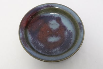 A Chinese Song style purple on blue porcelain plate