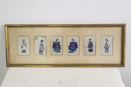Framed Chinese 19th c. 6 miniature paintings