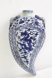 19th/20th c. lg porcelain horse carrying water bottle vase