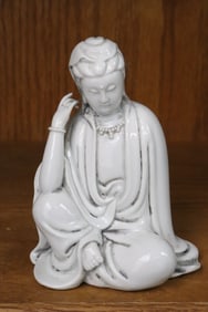 Fine blanc de shin sculpture of deity