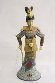 Fine Chinese cloisonne model of lady warrior