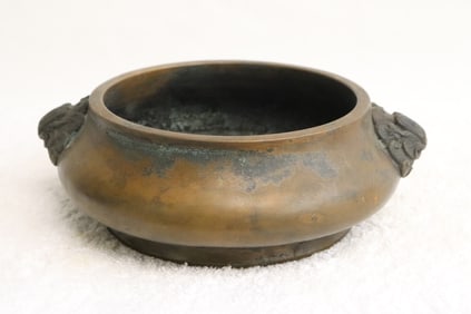 Chinese very heavy bronze open censer