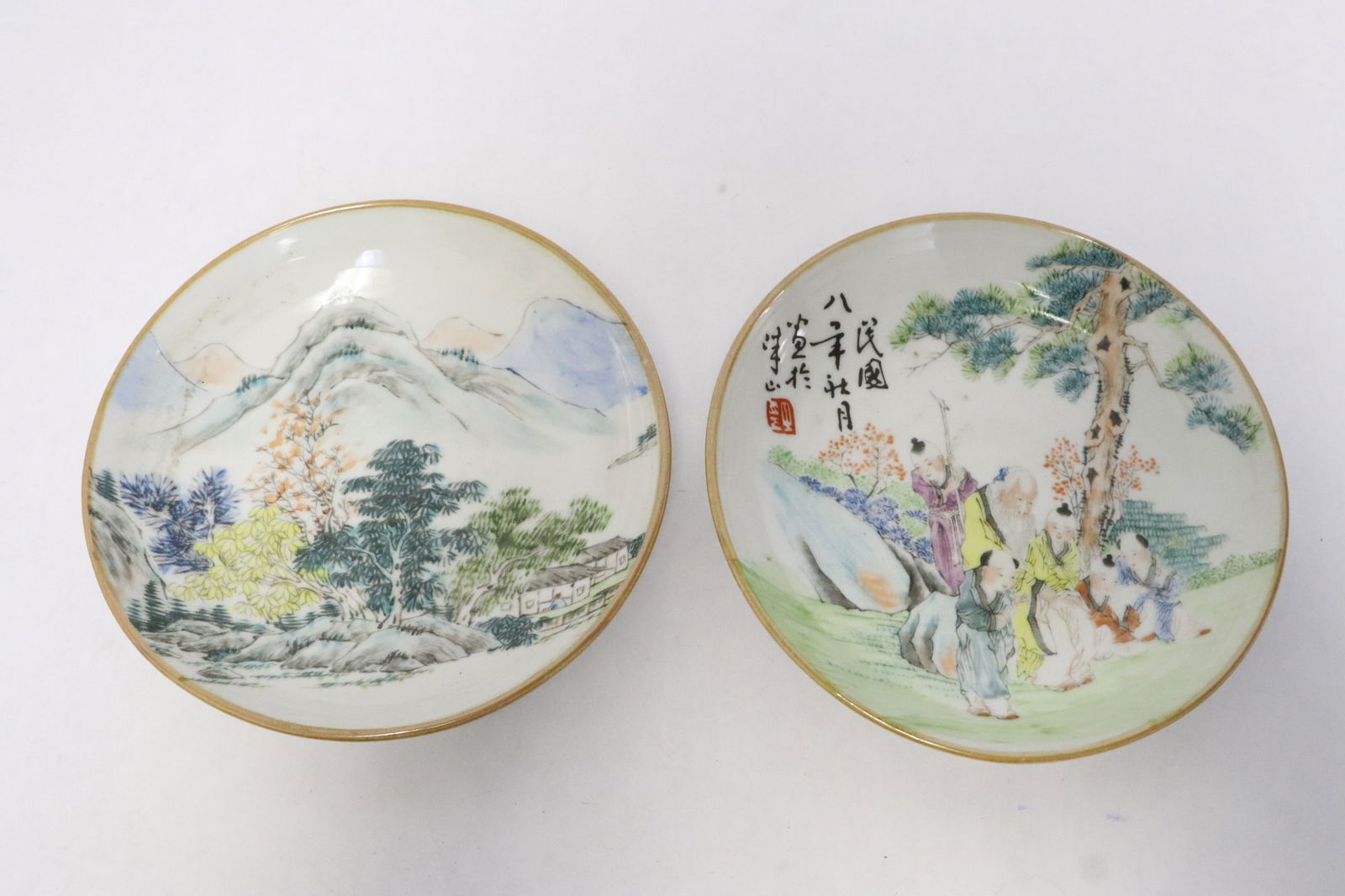 Pair famille rose porcelain small plates (1 of 10)