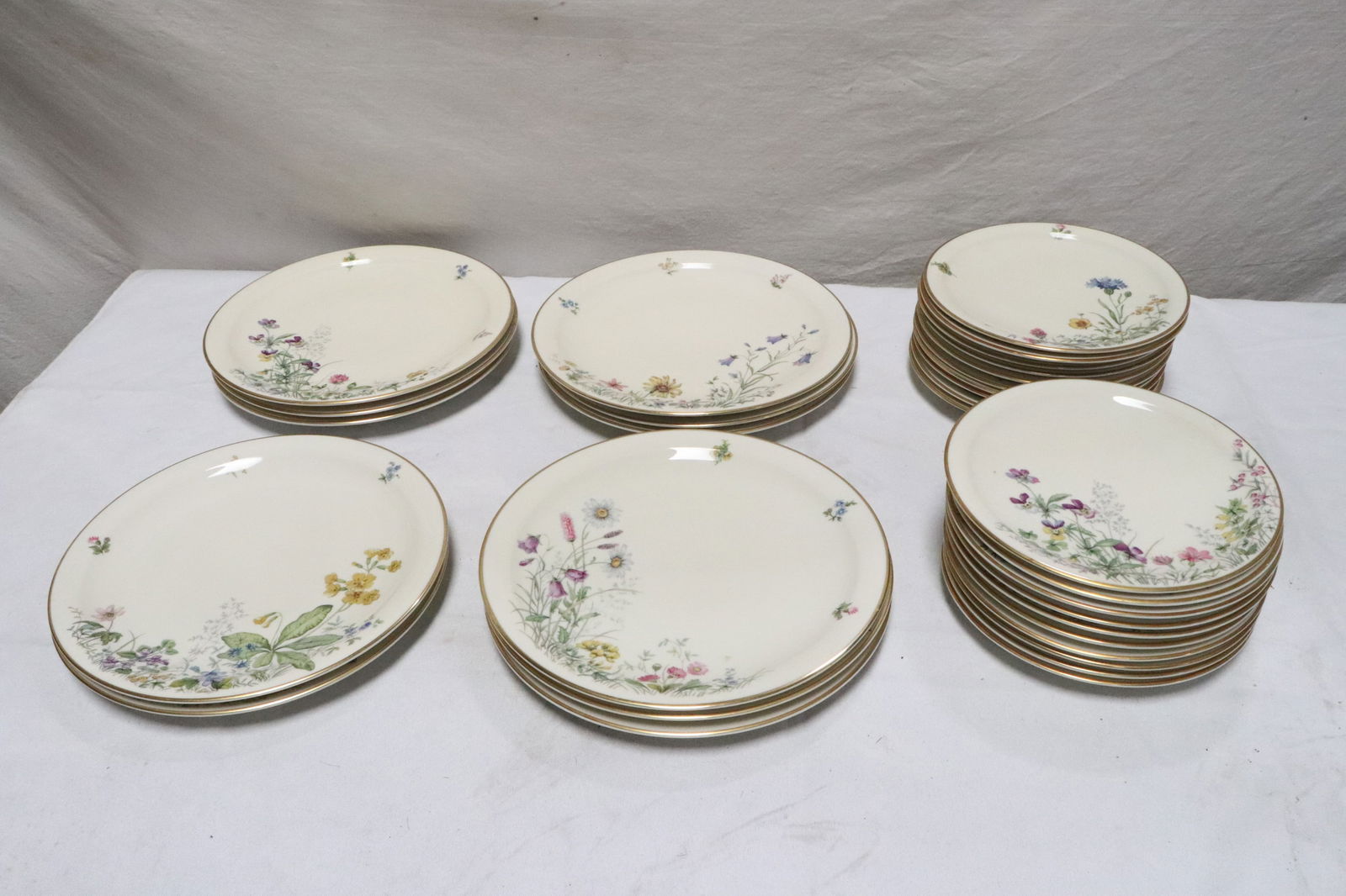 Beautiful Bavaria china plates: Beautiful Bavaria china plates, total 31 pieces; including 20 lunch plates (0.75"x7.8"dia ea), and 11 dinner plates (0.85"x9.85"dia ea)
