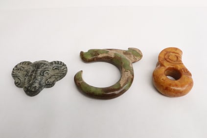 3 Chinese jade carved ornaments