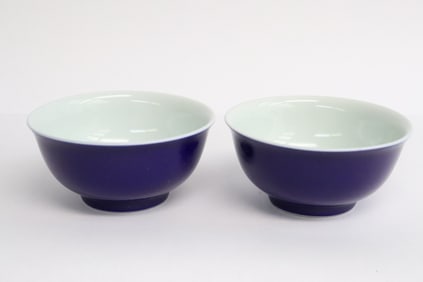 2 blue color glazed porcelain bowl