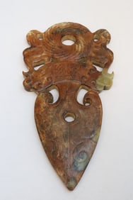Large jade like stone carved ornament