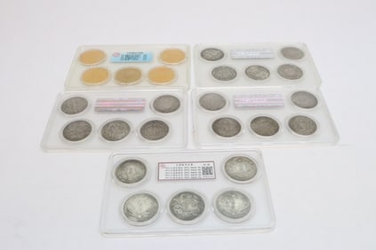 5 panels of reproduction coins
