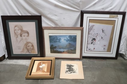5 pieces litho/ paintings