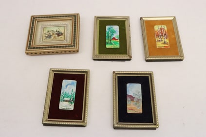 4 signed miniature oil paintings, & a Persian painting