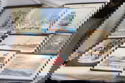 Lot of paintings, etchings, and prints