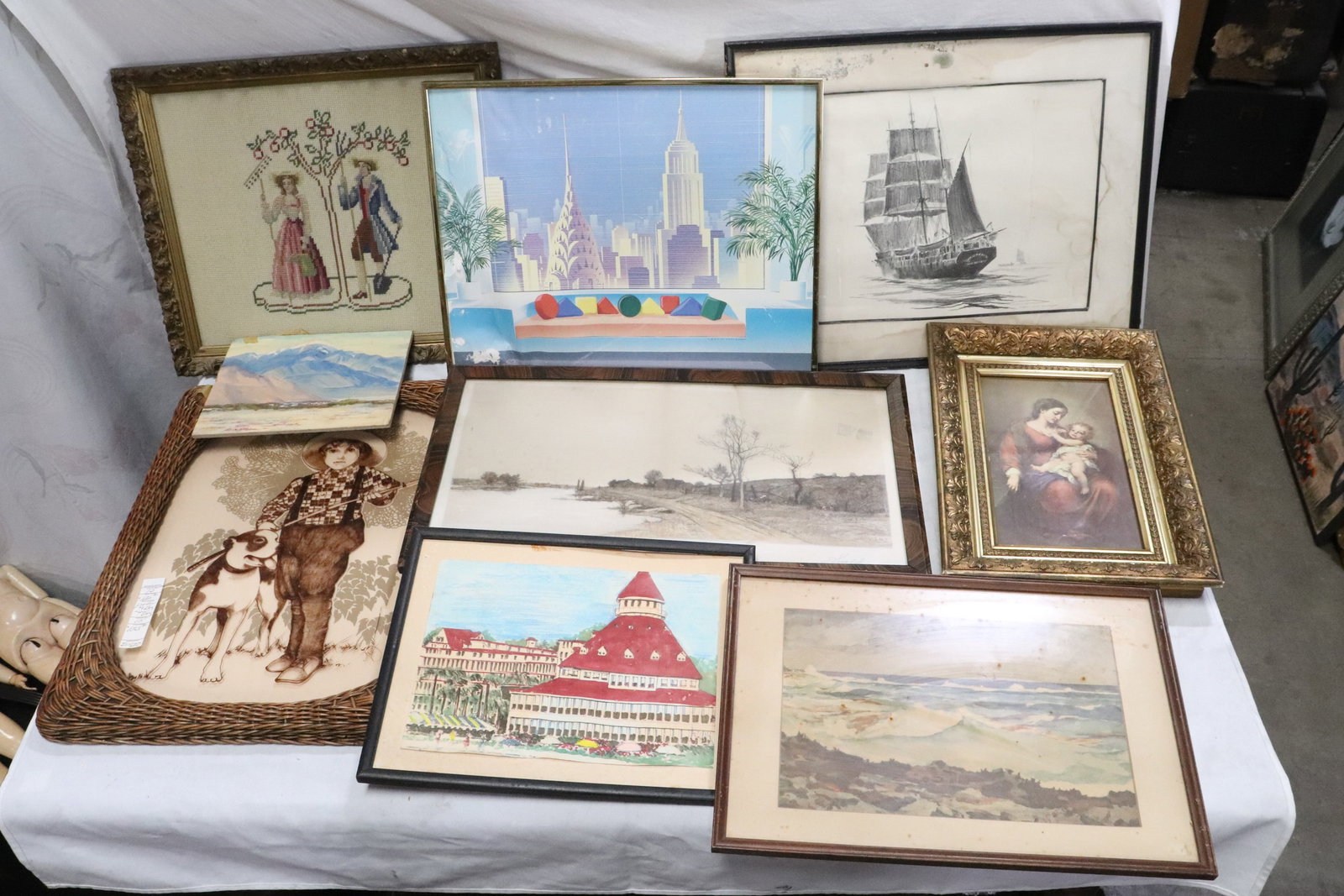 Lot of paintings, etchings, and prints: Lot of paintings, etchings, and prints, 8.1"x10" - 18.4"x14.4"