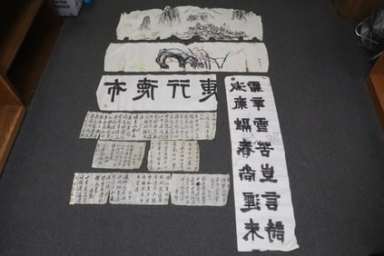 Lot of Korean watercolor and calligraphy panels