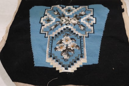 Very unusual beaded needlepoint panel