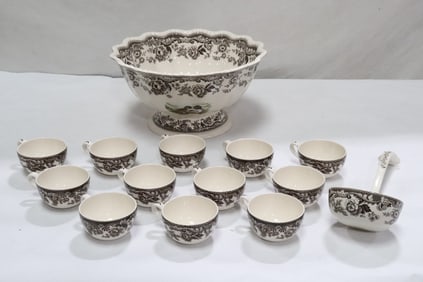 14 pieces Spode punch bowl set