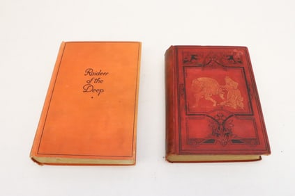 2 books; "Raider of the deep" by Lowell Thomas (c1928), "the Ingoldsby legend" (2nd edition)