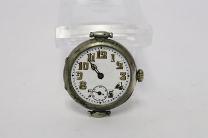WWI silver cased military watch