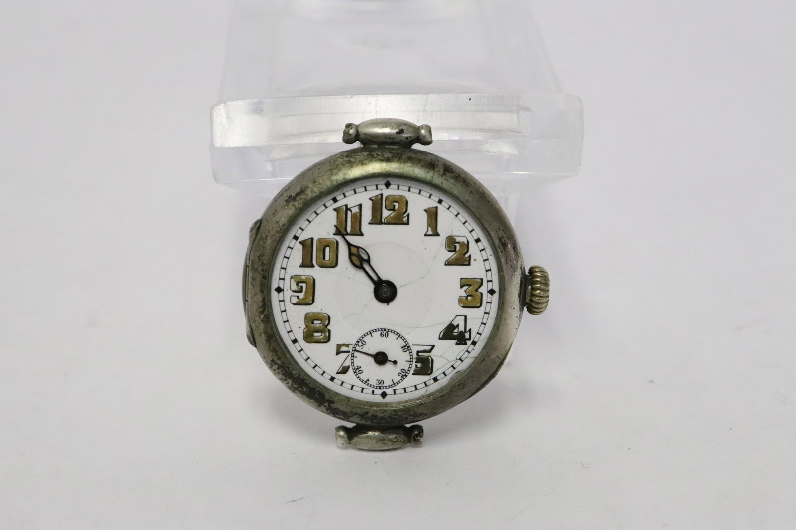 WWI silver cased military watch: WWI silver cased military watch, condition unknown