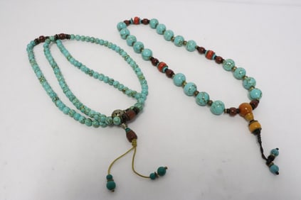 2 necklaces with turquoise like beads