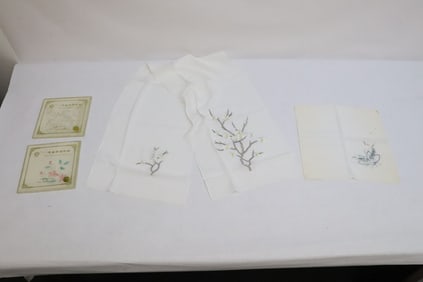 4 Chinese embroidery panels/ handkerchief