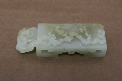 Chinese light celadon jade carved belt buckle