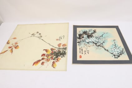 2 Chinese watercolor panels