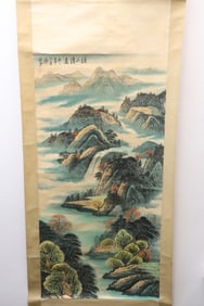 Chinese watercolor scroll "mountain landscape"