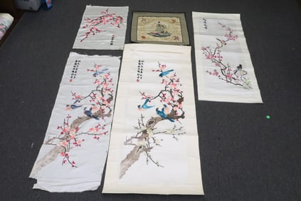 5 Chinese embroidery panels