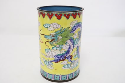 Enamel on copper brush holder