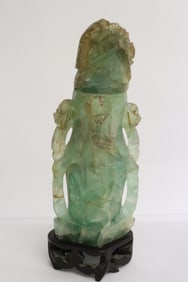 19th century Chinese fluorite carved covered vase