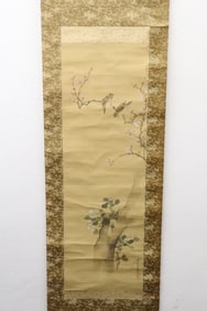 Chinese watercolor scroll "birds and flowers"