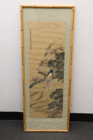 Framed Chinese watercolor painting