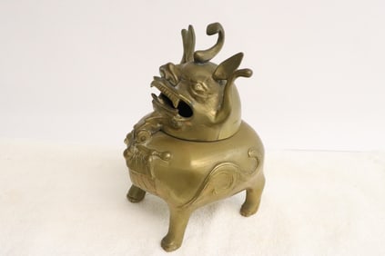 Brass censer in the form of qilin