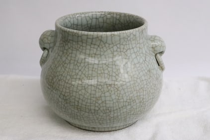 Large crackleware handled censer