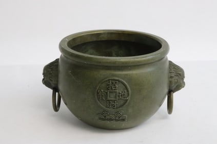 Chinese bronze handled open censer