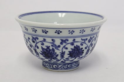 Blue and white porcelain tea bowl