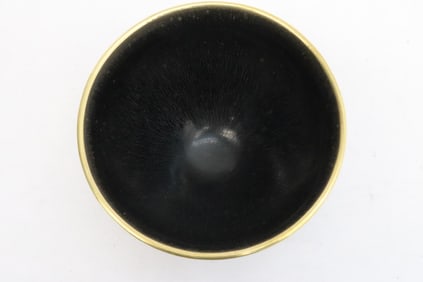 Brown glazed Song style bowl with gold rim