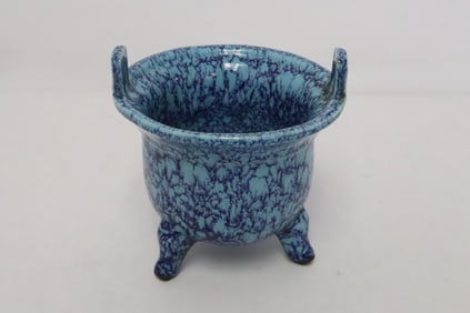 Unusual blue on blue tripod handled censer