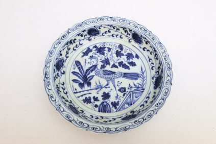 A blue and white porcelain plate