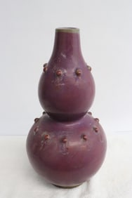 Purple glazed porcelain gourd shaped vase