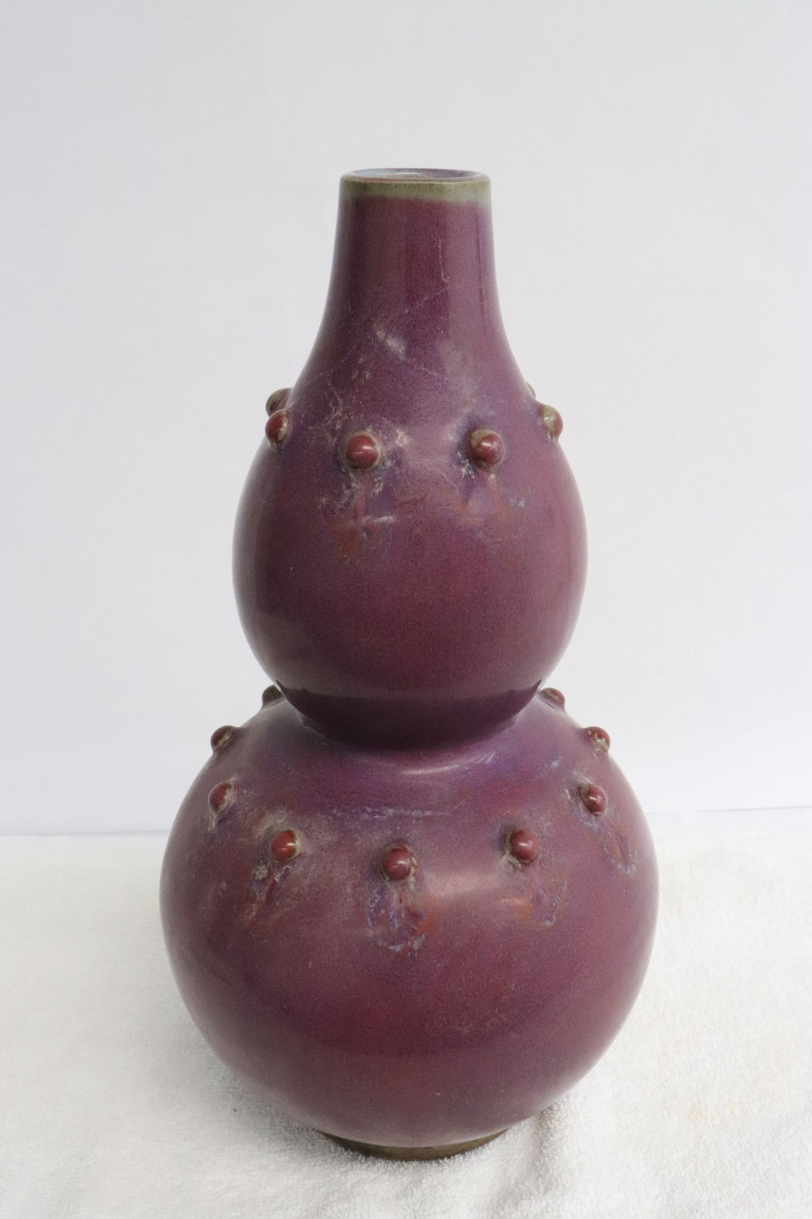 Purple glazed porcelain gourd shaped vase (1 of 8)