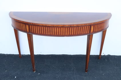Ethan Allen inlaid demilune console table