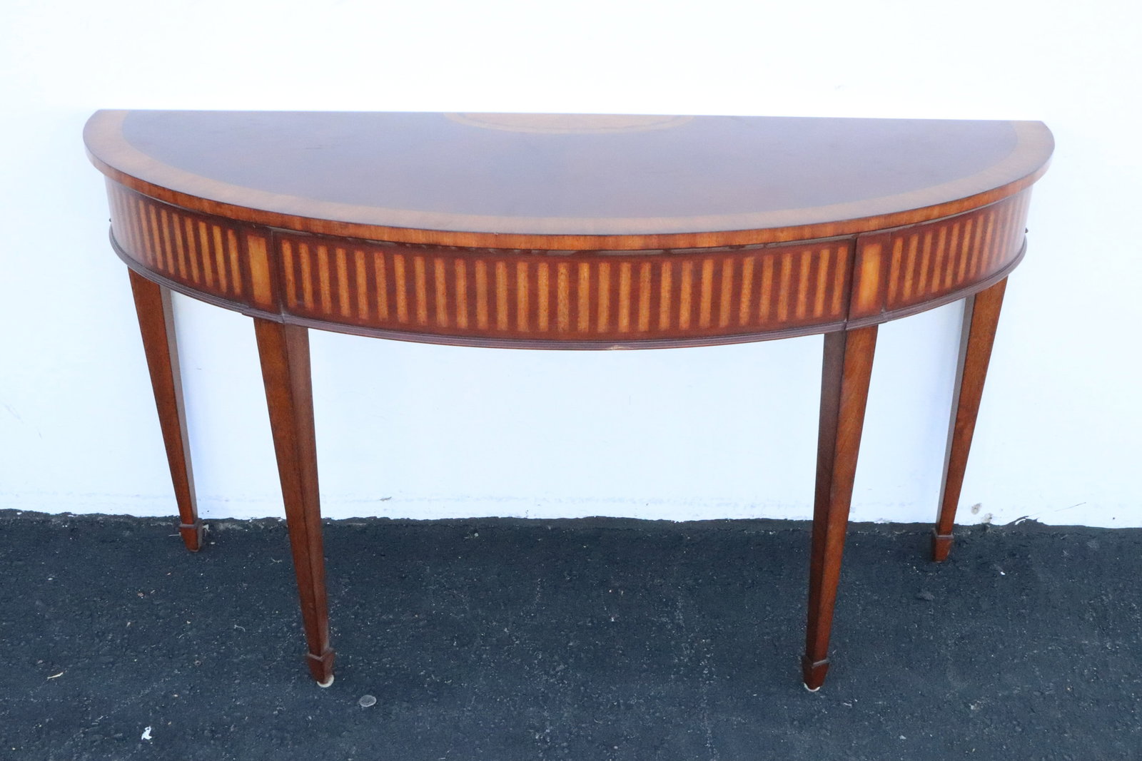 Ethan Allen inlaid demilune console table (1 of 11)