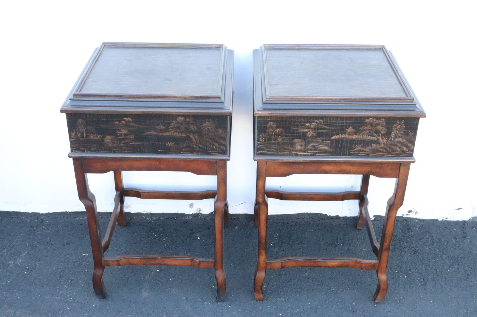 Pair Ethan Allen chinoiserie side tables (1 of 12)