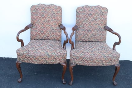 Pair Ethan Allen mahogany armchairs