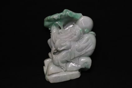 jadeite carved god of longevity w/ GIA certificate