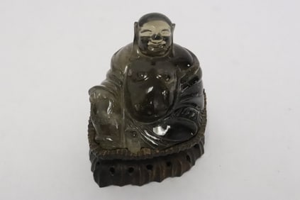 Chinese 18th/19th century smoky quartz carved deity